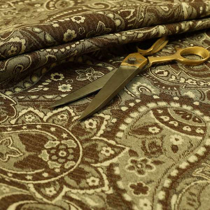 Bruges Life Paisley Pattern Brown Chenille Upholstery Curtain Fabric CTR-664 - Roman Blinds