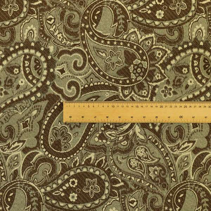 Bruges Life Paisley Pattern Brown Chenille Upholstery Curtain Fabric CTR-664 - Roman Blinds