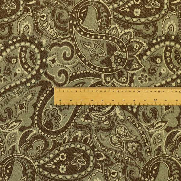 Bruges Life Paisley Pattern Brown Chenille Upholstery Curtain Fabric CTR-664 - Made To Measure Curtains