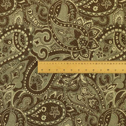 Bruges Life Paisley Pattern Brown Chenille Upholstery Curtain Fabric CTR-664 - Made To Measure Curtains