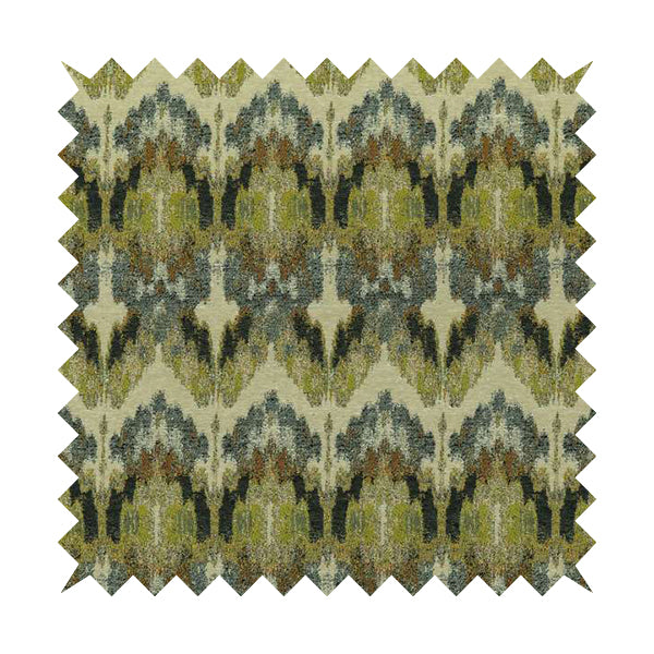 Bruges Stripe Zig Zag Chevron Green Blue Chenille Jacquard Upholstery Fabrics CTR-673 - Roman Blinds