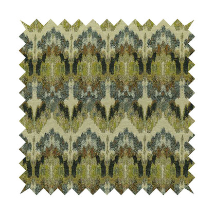 Bruges Stripe Zig Zag Chevron Green Blue Chenille Jacquard Upholstery Fabrics CTR-673