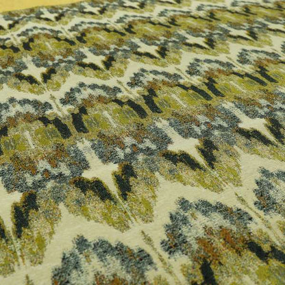 Bruges Stripe Zig Zag Chevron Green Blue Chenille Jacquard Upholstery Fabrics CTR-673