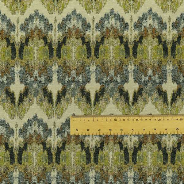 Bruges Stripe Zig Zag Chevron Green Blue Chenille Jacquard Upholstery Fabrics CTR-673 - Roman Blinds