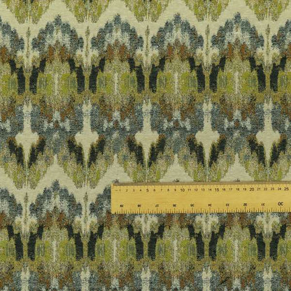 Bruges Stripe Zig Zag Chevron Green Blue Chenille Jacquard Upholstery Fabrics CTR-673 - Made To Measure Curtains