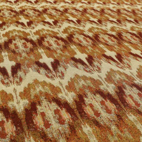 Bruges Stripe Zig Zag Striped Chevron Orange Red Chenille Jacquard Upholstery Fabrics CTR-675 - Roman Blinds