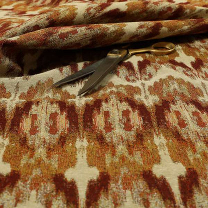 Bruges Stripe Zig Zag Striped Chevron Orange Red Chenille Jacquard Upholstery Fabrics CTR-675 - Roman Blinds