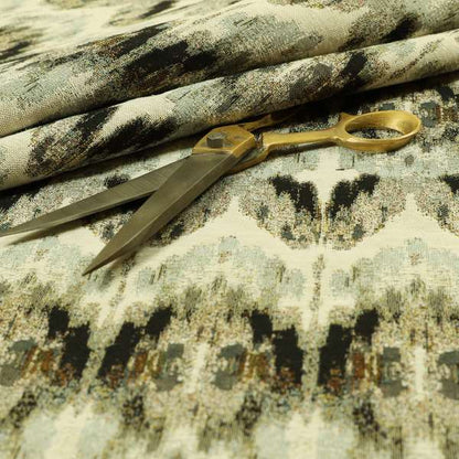 Bruges Stripe Zig Zag Chevron Black White Chenille Jacquard Upholstery Fabrics CTR-676 - Roman Blinds