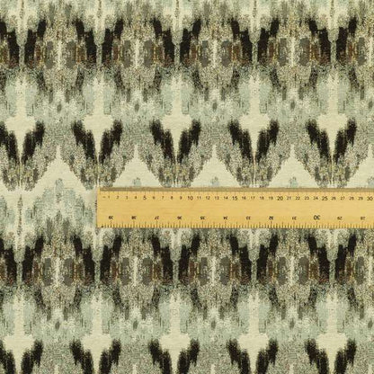 Bruges Stripe Zig Zag Chevron Black White Chenille Jacquard Upholstery Fabrics CTR-676 - Roman Blinds