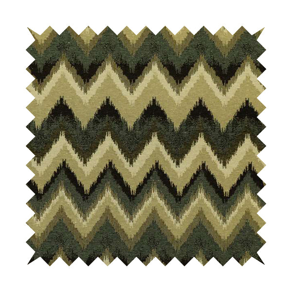 Bruges Stripe Chevron Black Grey Green Chenille Quality Jacquard Upholstery Fabrics CTR-677 - Roman Blinds