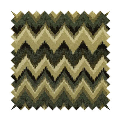 Bruges Stripe Chevron Black Grey Green Chenille Quality Jacquard Upholstery Fabrics CTR-677 - Made To Measure Curtains