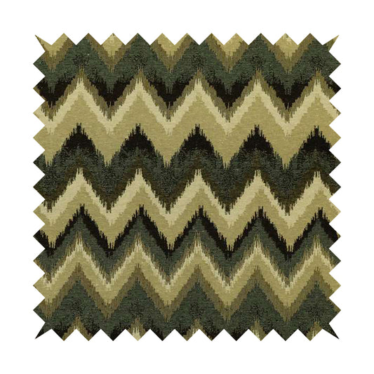 Bruges Stripe Chevron Black Grey Green Chenille Quality Jacquard Upholstery Fabrics CTR-677