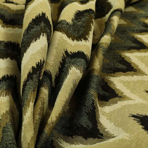 Bruges Stripe Chevron Black Grey Green Chenille Quality Jacquard Upholstery Fabrics CTR-677