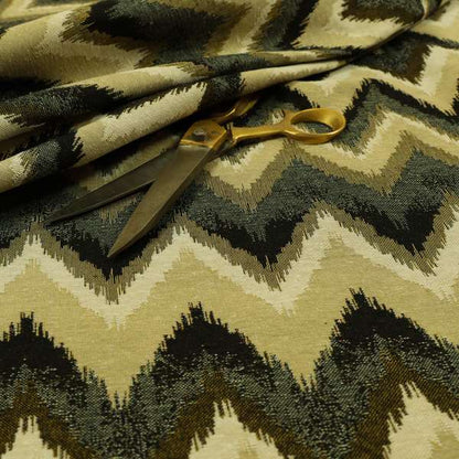 Bruges Stripe Chevron Black Grey Green Chenille Quality Jacquard Upholstery Fabrics CTR-677 - Made To Measure Curtains