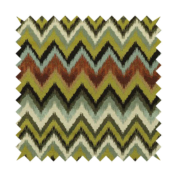 Bruges Stripe Chevron Blue Red Green Chenille Quality Jacquard Upholstery Fabric CTR-678 - Made To Measure Curtains