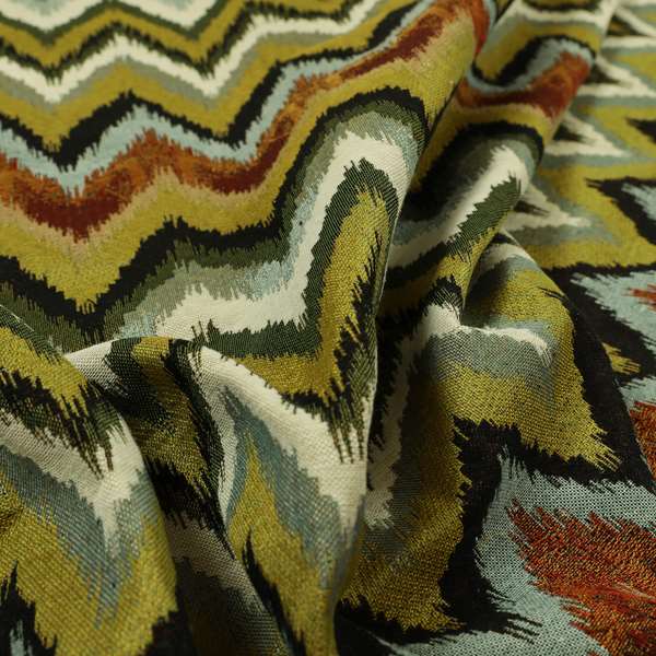 Bruges Stripe Chevron Blue Red Green Chenille Quality Jacquard Upholstery Fabric CTR-678 - Roman Blinds