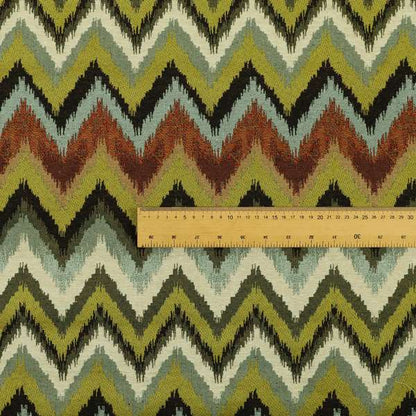 Bruges Stripe Chevron Blue Red Green Chenille Quality Jacquard Upholstery Fabric CTR-678 - Made To Measure Curtains