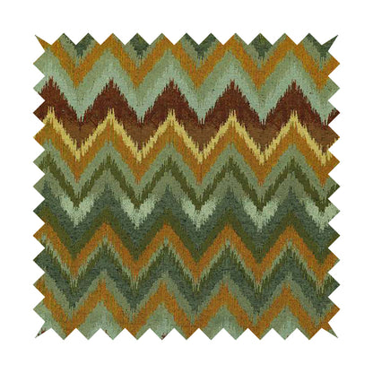 Bruges Stripe Chevron Blue Green Orange Chenille Quality Jacquard Upholstery Fabrics CTR-679 - Roman Blinds