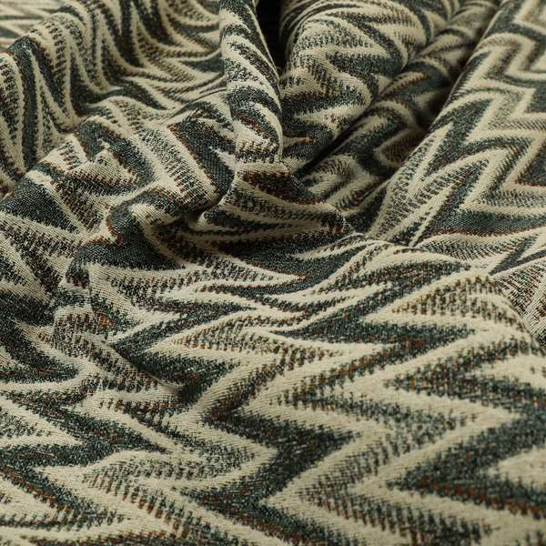Bruges Stripe Chevron Pattern Blue Chenille Quality Jacquard Upholstery Fabrics CTR-680 - Roman Blinds