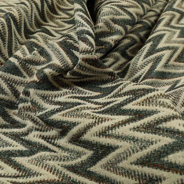 Bruges Stripe Chevron Pattern Blue Chenille Quality Jacquard Upholstery Fabrics CTR-680 - Handmade Cushions