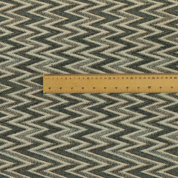 Bruges Stripe Chevron Pattern Blue Chenille Quality Jacquard Upholstery Fabrics CTR-680 - Roman Blinds