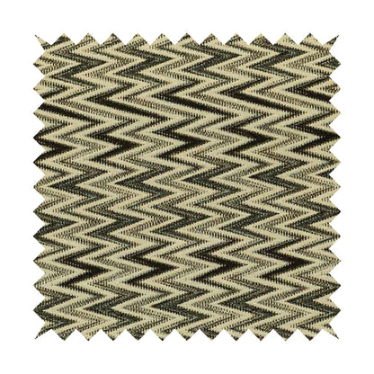 Bruges Stripe Chevron Modern Pattern Black Chenille Quality Jacquard Upholstery Fabric CTR-681 - Roman Blinds