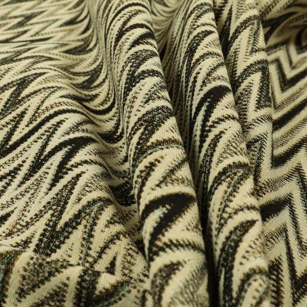 Bruges Stripe Chevron Modern Pattern Black Chenille Quality Jacquard Upholstery Fabric CTR-681 - Roman Blinds