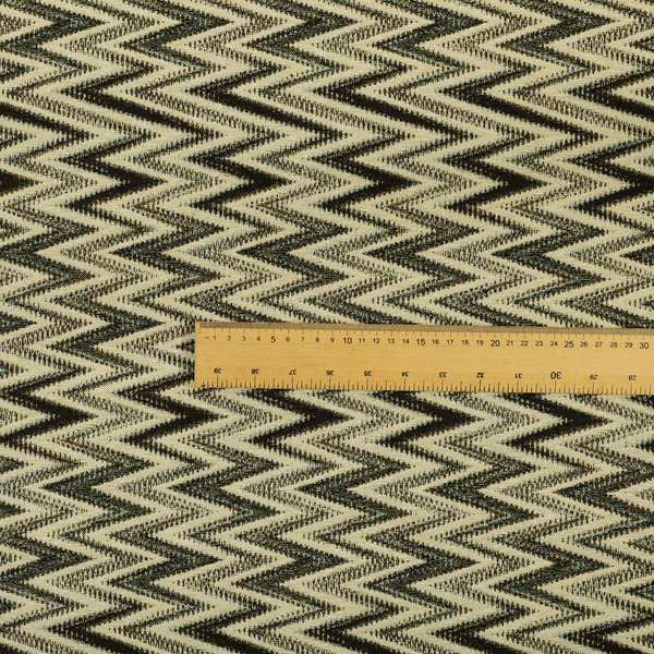 Bruges Stripe Chevron Modern Pattern Black Chenille Quality Jacquard Upholstery Fabric CTR-681 - Roman Blinds