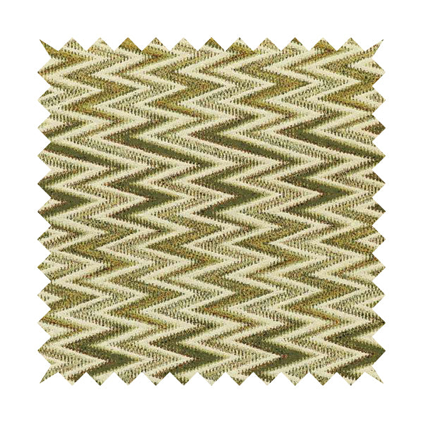 Bruges Stripe Chevron Modern Pattern Green Chenille Quality Jacquard Upholstery Fabric CTR-682 - Roman Blinds