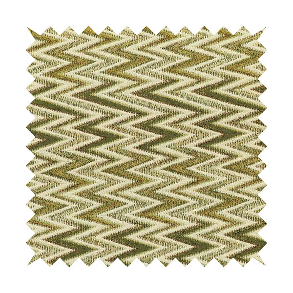 Bruges Stripe Chevron Modern Pattern Green Chenille Quality Jacquard Upholstery Fabric CTR-682