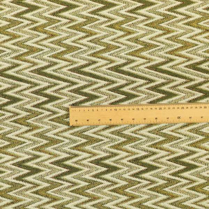 Bruges Stripe Chevron Modern Pattern Green Chenille Quality Jacquard Upholstery Fabric CTR-682 - Roman Blinds