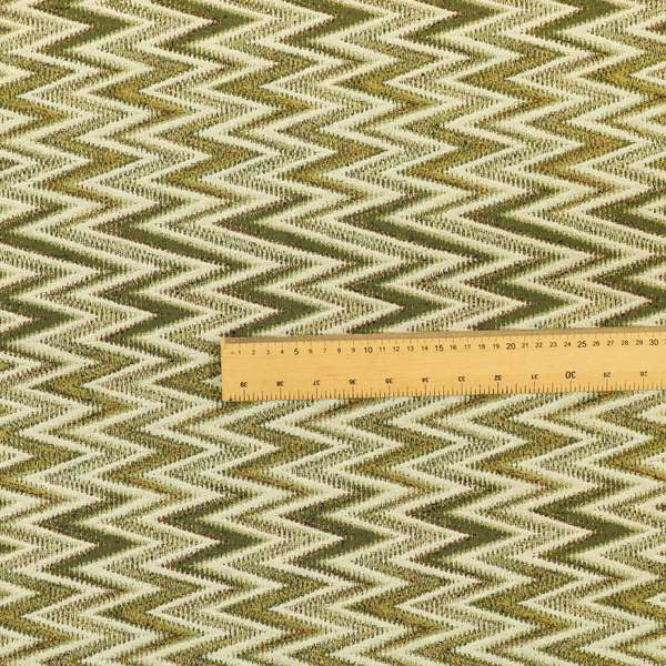 Bruges Stripe Chevron Modern Pattern Green Chenille Quality Jacquard Upholstery Fabric CTR-682
