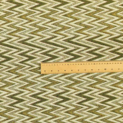 Bruges Stripe Chevron Modern Pattern Green Chenille Quality Jacquard Upholstery Fabric CTR-682