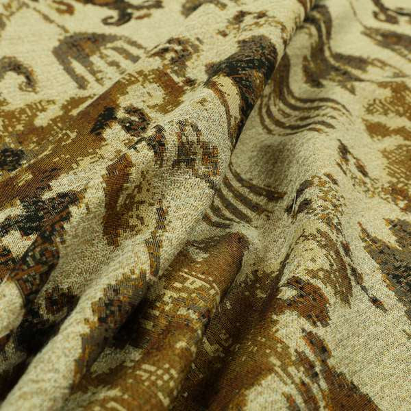 Bruges Life Traditional Pattern Beige Golden Chenille Jacquard Upholstery Fabrics CTR-685 - Roman Blinds