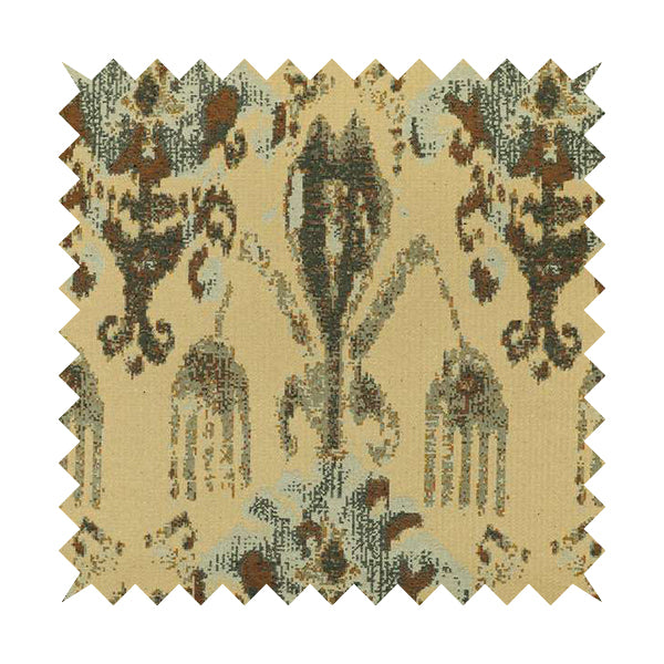 Bruges Life Traditional Pattern In Beige Blue Chenille Jacquard Upholstery Fabrics CTR-686 - Made To Measure Curtains