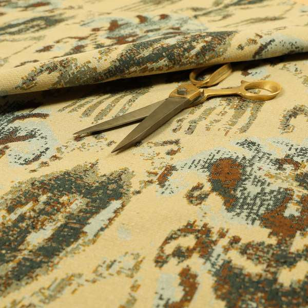 Bruges Life Traditional Pattern In Beige Blue Chenille Jacquard Upholstery Fabrics CTR-686