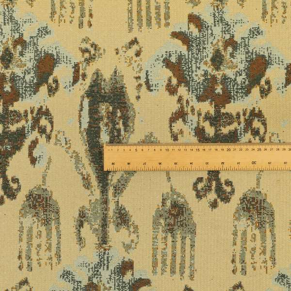 Bruges Life Traditional Pattern In Beige Blue Chenille Jacquard Upholstery Fabrics CTR-686 - Roman Blinds