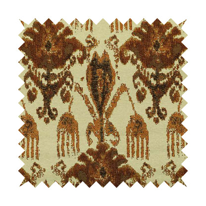 Bruges Life Traditional Pattern Beige Orange Red Chenille Jacquard Upholstery Fabric CTR-687 - Handmade Cushions