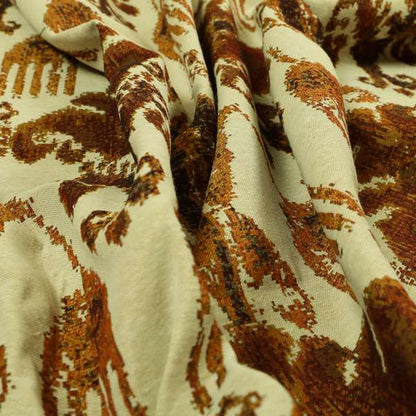 Bruges Life Traditional Pattern Beige Orange Red Chenille Jacquard Upholstery Fabric CTR-687 - Roman Blinds