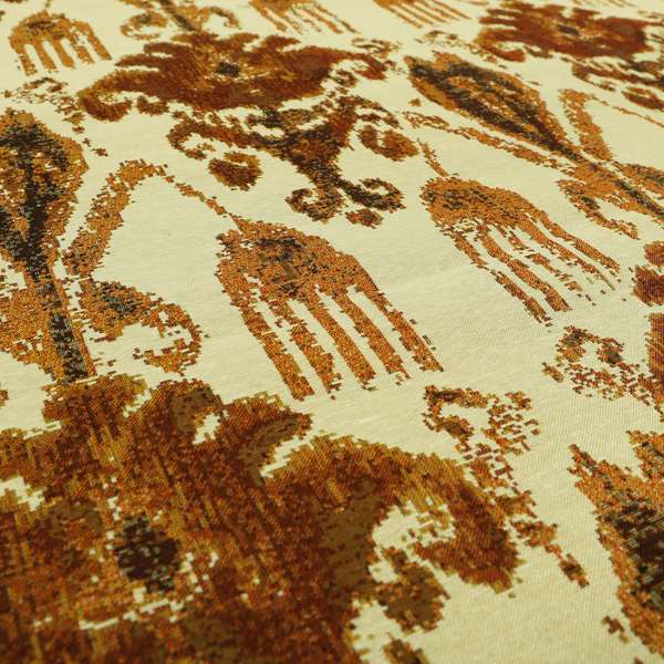 Bruges Life Traditional Pattern Beige Orange Red Chenille Jacquard Upholstery Fabric CTR-687 - Roman Blinds