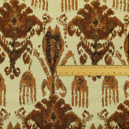 Bruges Life Traditional Pattern Beige Orange Red Chenille Jacquard Upholstery Fabric CTR-687 - Roman Blinds