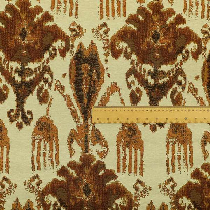 Bruges Life Traditional Pattern Beige Orange Red Chenille Jacquard Upholstery Fabric CTR-687 - Made To Measure Curtains