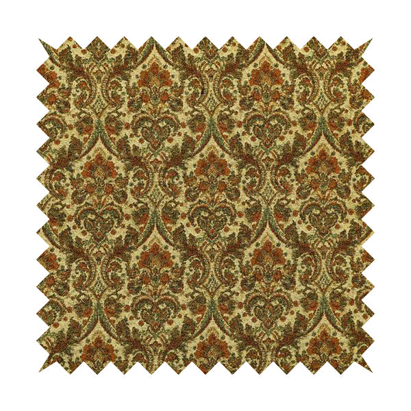 Bruges Modern Floral Damask Pattern Beige Orange Red Upholstery Fabrics CTR-688 - Roman Blinds