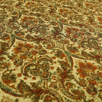Bruges Modern Floral Damask Pattern Beige Orange Red Upholstery Fabrics CTR-688 - Roman Blinds