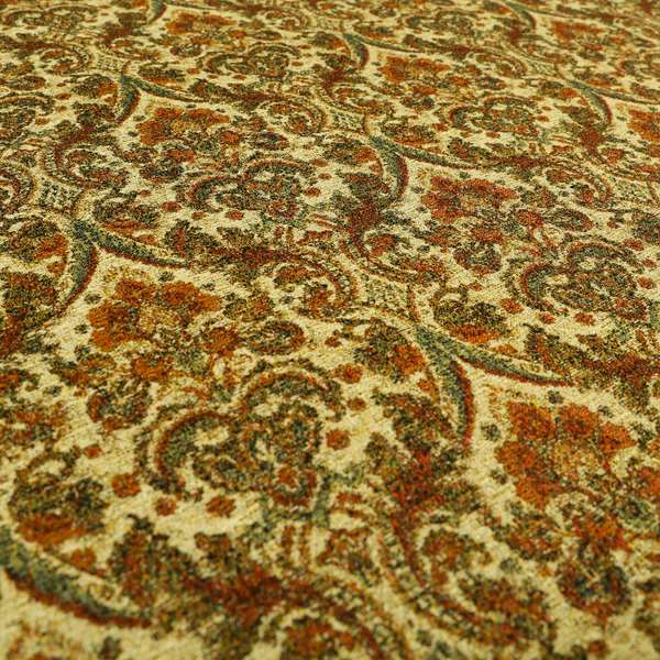 Bruges Modern Floral Damask Pattern Beige Orange Red Upholstery Fabrics CTR-688 - Handmade Cushions