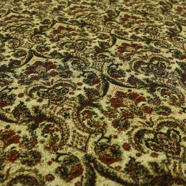 Bruges Modern Floral Damask Pattern Beige Black Red Upholstery Fabrics CTR-689