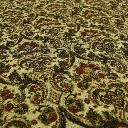 Bruges Modern Floral Damask Pattern Beige Black Red Upholstery Fabrics CTR-689