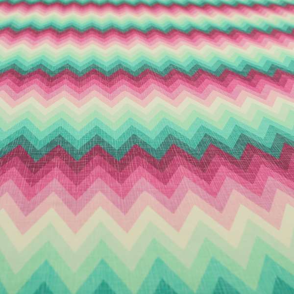 Freedom Printed Velvet Fabric Collection Chevron Striped Pink Blue Green Colour Upholstery Fabric CTR-69 - Made To Measure Curtains