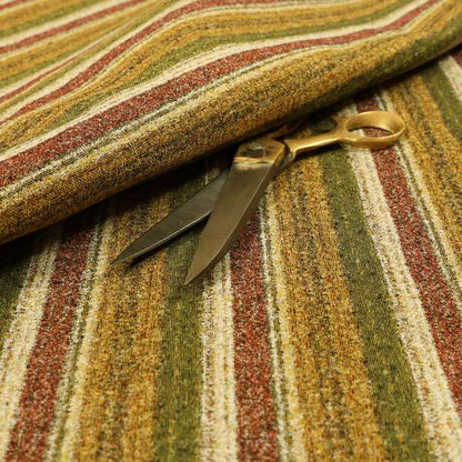 Bruges Stripe Vertical Striped Pattern Green Red Yellow Colour Jacquard Upholstery Fabrics CTR-694 - Roman Blinds