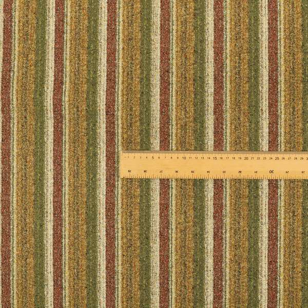 Bruges Stripe Vertical Striped Pattern Green Red Yellow Colour Jacquard Upholstery Fabrics CTR-694 - Roman Blinds